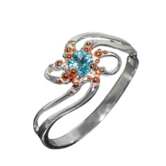 Inel bijuterie din argint 925 floral cu topaz