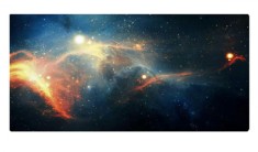 Mousepad cu design cosmic, 80 x 30, cauciuc anti alunecare, multicolor