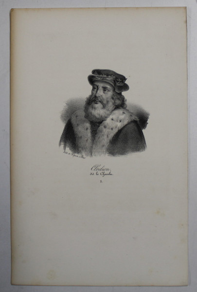 F.S. DELPECH ( 1778 - 1825 ) - CLODION DIT LE CHEVELU, LITOGRAFIE MONOCROMA , CCA. 1820