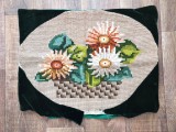Fata de perna cu insertie cusatura pe etamina, flori, vechi, vintage
