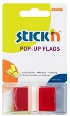 Film Index Autoadeziv 45 X 25mm, 50 File/set, Cu Dispenser, Stick&amp;quot;n Pop-up - Transparent/rosu foto
