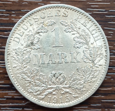 (A257) MONEDA DIN ARGINT GERMANIA - 1 MARK 1915, LIT. A, AUNC, LUCIU DE BATERE foto