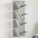 VidaXL Bibliotecă de perete cu 4 niveluri, gri beton, 33x16x90 cm