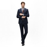 Costum barbati casual bleumarin in caro CT002