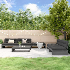 vidaXL Set mobilier relaxare grădină&perne 6 piese gri lemn masiv pin