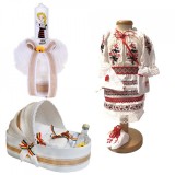 Set botez traditional fetita, trusou botez landou, lumanare si costum