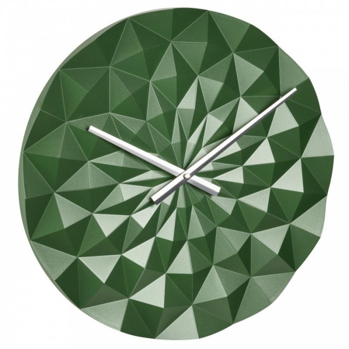 Ceas de perete TFA, 39.6 cm, plastic, model diamant, Verde