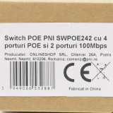 Switch PNI SWPOE242, POE, 6 x 10/100 Mbps, din care 4 porturi PoE, carcasa metalica