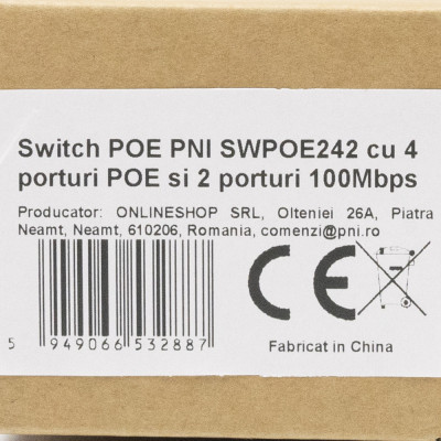 Switch PNI SWPOE242, POE, 6 x 10/100 Mbps, din care 4 porturi PoE, carcasa metalica foto