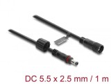 Cablu prelungitor alimentare 5.5 x 2.5mm T-M waterproof 1m Negru, Delock 67386