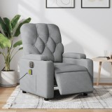 VidaXL Fotoliu electric de masaj rabatabil, gri deschis, microfibră