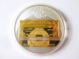 Germania medalie comemorativă Proof placată cu argint și aur 24 K:Autoritatea Militară Aliată 1000 Mark 1944,diam:50 mm,greutate:51 grame