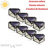 Cumpara ieftin Set 8 Lampi Solare 100 LED, Senzor Miscare, 3 Moduri, IPF, 600lm, 5.5V, 1800mAh
