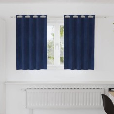 vidaXL Perdele cu perdele 2 pcs Albastru &icirc;nchis 140 x 140 cm Catifea