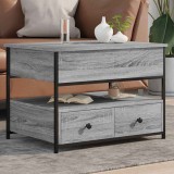 Cumpara ieftin Măsuță de cafea sonoma gri 70x50x50 cm lemn prelucrat și metal
