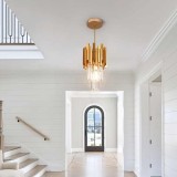 Greelustr Candelabru FG-D17, Candelabru modern aluminiu+cristal capiz, 2 randuri, pentru bucatarie, dormitor, sufragerie