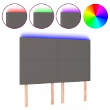 Cumpara ieftin Tablie de pat cu LED, gri, 144x5x118/128 cm, textil