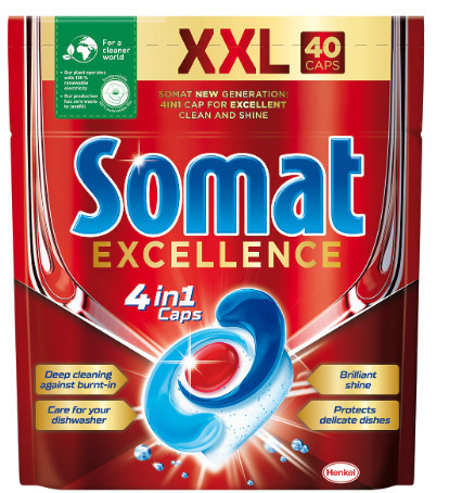 Detergent capsule pentru masina de spalat vase Somat Excellence, 40 spalari
