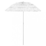 VidaXL Umbrelă de plajă Hawaii, alb, 180 cm