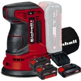 Einhell TE-RS 18 Li PXC + Starter Kit + Twinpack - Slefuitor cu excentric 125 mm + Set 1 acumulator si incarcator Li-Ion 18 V 2.5 Ah + Set 2 acumulato