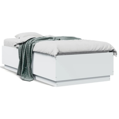 vidaXL Cadru de pat, alb, 90x190 cm, lemn prelucrat foto