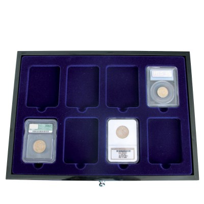 Sertar lemn inaltime 25 mm Black Lacquer pentru monede in slabs foto