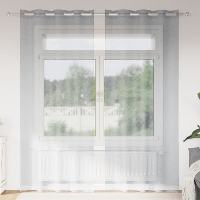 vidaXL Perdele cu perdele 2 pcs Gri &amp;icirc;nchis Poliester foto