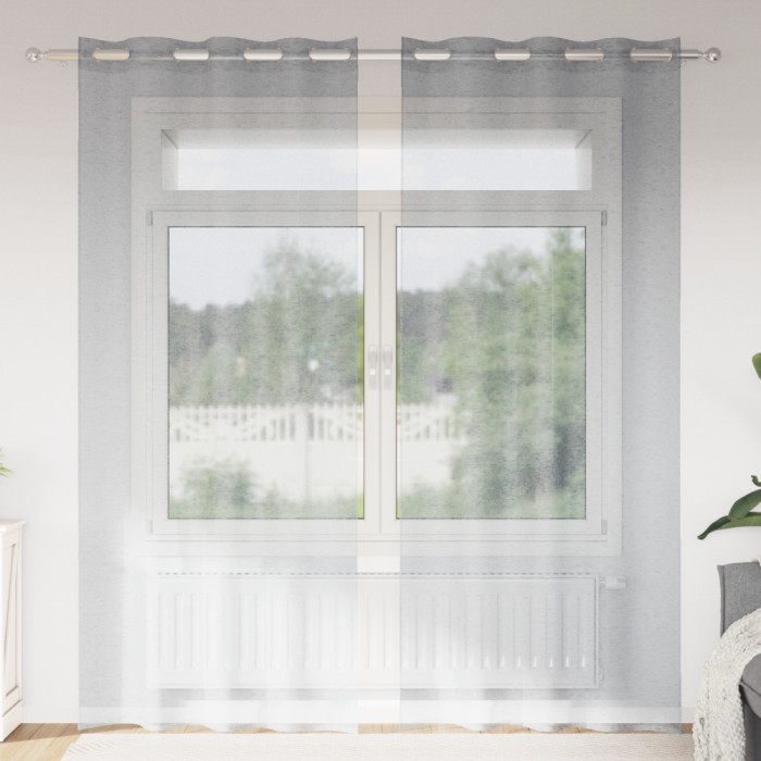 vidaXL Perdele cu perdele 2 pcs Gri &icirc;nchis Poliester