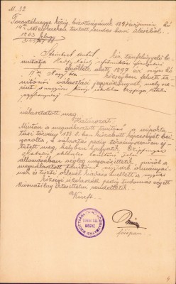 A2535N Semnătura olografă a fișpanului (prefectului) comitatului Torontal, Zombori R&amp;oacute;nay Jenő, 1897 foto