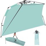 Cort Plaja Trizand, Protectie UV, Montare Rapida, 252x135x145 cm, Buzunare, Sac de Nisip, Fibra Sticla, Transport Facil