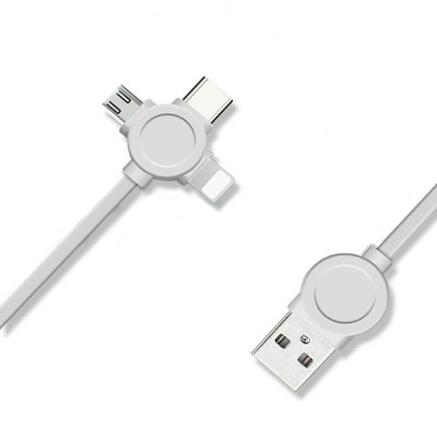 Cablu Date &amp;amp; Incarcare 3in1 Armor - MicroUSB / Lightning / Tip C (Alb) foto