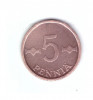 Moneda Finlanda 5 pennia 1976, stare foarte buna, curata, Europa, Bronz-Aluminiu