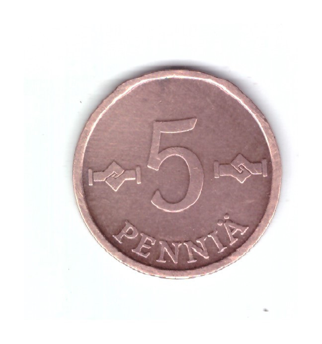 Moneda Finlanda 5 pennia 1976, stare foarte buna, curata