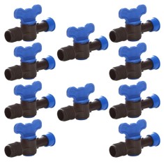 Set 10 x Robinet din plastic pentru teava picurare cu filet si inel prin presare, Nr-7525, 17 mm x 1/2&quot; FE