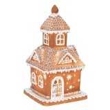 Cumpara ieftin Casuta Turta Dulce polirasina maro alba cu led 14x14x25 cm