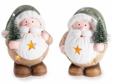 Cumpara ieftin Set 2 figurine Craciun teracota multicolora cu led cm 9 x 7 x 11,5 H