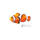 Jucarie pentru pisici tip peste miscator Nuxie, 30 cm, cablu USB, din plus, galben/rosu