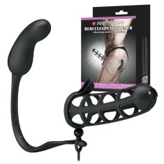 Manson de Penis cu Stimulator Anal Hercules, 7 Moduri Vibratii, Silicon, USB, Negru