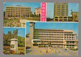 CPIB 23841 CARTE POSTALA - VASLUI: COMPLEX MESTESUGARESC, HOTEL RACOVA, MONUMENTUL EROILOR, PALATUL ADMINISTRATIV, CIRCULATA, 1980, STAMPILE, TIMBRU, Fotografie