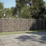 vidaXL Coș gabion cu capac, 650x100x100 cm, fier galvanizat 3295201