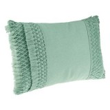Pernă decorativă de vară, verde menta, model macrame, 50x30 cm, CMCLASS