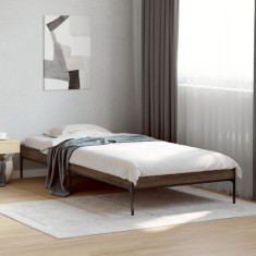 vidaXL Cadru de pat, stejar maro, 90x190 cm, lemn prelucrat și metal 845055