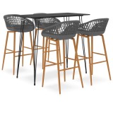 Cumpara ieftin Set mobilier de bar, 5 piese, negru si gri
