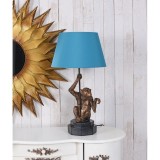 Lampa de masa cu maimuta si abajur albastru CW174