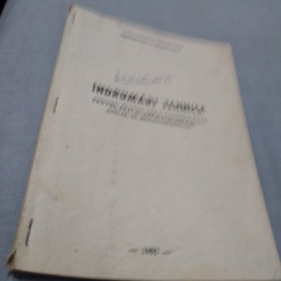 INDRUMARI TEHNICE PENTRU EFECTUAREA CONTROLULOUI ANUAL AL REGENERARILORE 1991 foto