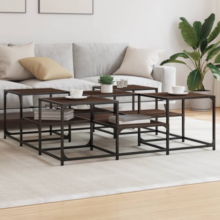 Gossi masuta de cafea, stejar maro, 121x121x40 cm, lemn prelucrat