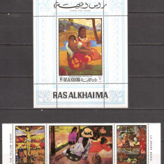 RAS AL KHAIMA 1970 PICTURA P. GAUGUIN ( colita + serie dt.) MNH
