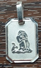 (205) PANDATIV DIN ARGINT, VINTAGE, ZODIAC - VARSATOR, MARCAJ ARGINT 925, 1.59 GRAME