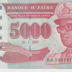 M1 - Bancnota foarte veche - Zair - 5000 zaire