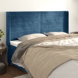 VidaXL Tăblie pat cu urechi albastru &icirc;nchis 183x16x118/128 cm catifea